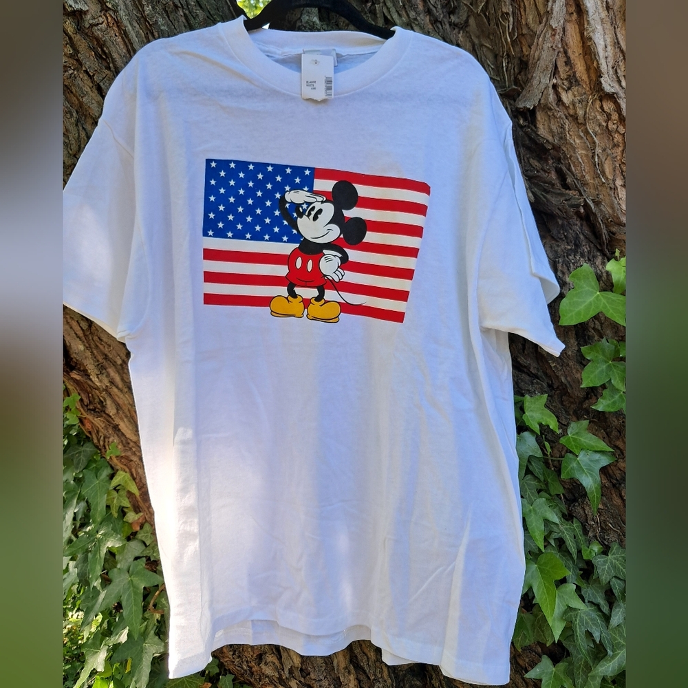 VTG 90s Patrionic Americana USA Mickey Mouse Tee Shirt Size XL Nwt